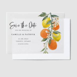 Botanisch Sinaasappel en Lemon Garland Bewaar de d Vellum Uitnodigingen