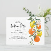 Botanisch Sinaasappel en Lemon Garland bruiloft Kaart (Staand voorkant)