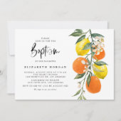 Botanisch Sinaasappel en Lemon Garland Doop Kaart (Voorkant)