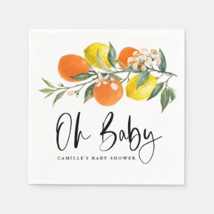 Botanisch Sinaasappel en Lemon Summer Baby shower Servet
