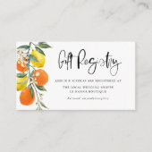 Botanisch Sinaasappel en Lemon Zomer Bruiloft Regi Informatiekaartje (Voorkant)