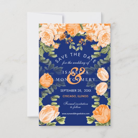 Botanisch Sinaasappel en marineblauw Kaart (Voorkant)