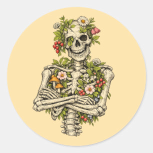Botanisch Skelet Krachtpose – De Kracht van de Nat Ronde Sticker