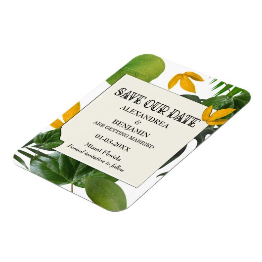 Botanisch sparen de datum tropische palmen magneet (Linkerzijde)