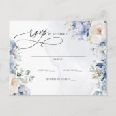 Botanisch Stoffig Blauw Bloemen Bruiloft RSVP Briefkaart (Voorkant)