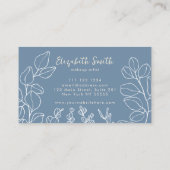 Botanisch Stoffig Blauw Minimalist Visitekaartje (Achterkant)