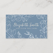 Botanisch Stoffig Blauw Minimalist Visitekaartje (Voorkant)