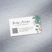 Botanisch Succulent met  Manuscript en QR Code Magnetisch Visitekaartje (Voorbeeld)