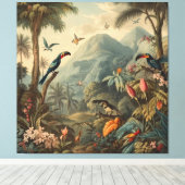 botanisch tafereel van toekans en bloemen canvas afdruk (Insitu (Houten vloer))