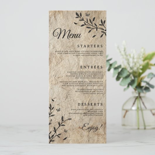 Botanisch Trouwdiner Menu (Staand voorkant)