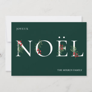 Botanisch versierde NOEL platte kerstkaart