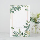 Botanisch Waterverf groen Briefpapier (Staand voorkant)