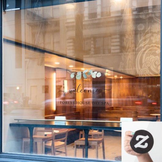 Botanisch welkomstscript raamsticker (Cafe Raam)