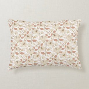 Botanisch wit beige lelie bloempatroon accent kussen