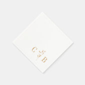 Botanisch Wit Goud Monogram Initiaal Bruiloft Servet (Hoek)