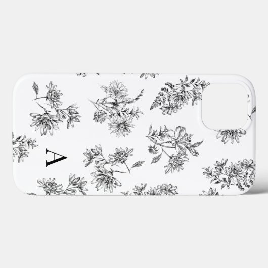 Botanisch Zwart Wit Monogram Case-Mate iPhone Case (Achterkant (horizontaal))