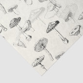Botanisch Zwart Wit Paddenstoelenpatroon Tissuepapier (Detail)