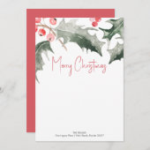 Botanische Aangepaste Kerst Stationery Notecards Kaart (Voorkant / Achterkant)