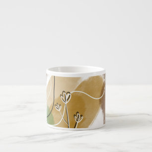 Botanische abstracte aardtoon espresso kop