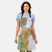 Botanische abstracte aardtoon schort (Gedragen)