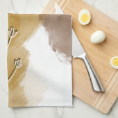 Botanische abstracte aardtoon theedoek (Quarter Fold)