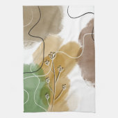 Botanische abstracte aardtoon theedoek (Verticaal)