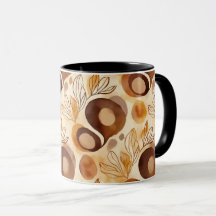 Botanische Abstracte Koffiemok – Zachte Aardtinten