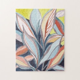 Botanische Abstracte Waterverf Art Jigzaag Puzzle Legpuzzel