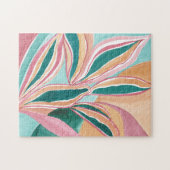 Botanische Abstracte Waterverf Art Jigzaag Puzzle Legpuzzel (Horizontaal)