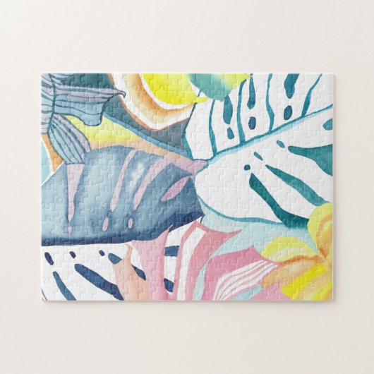 Botanische Abstracte Waterverf Art Jigzaag Puzzle Legpuzzel (Horizontaal)