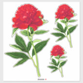  botanische afdruk, diepe rode pony sticker (Vel)