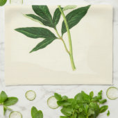 botanische afdruk, koraalroze pony theedoek (Gevouwen)