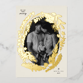 Botanische afdrukken kerstframe folie feestdagenkaart