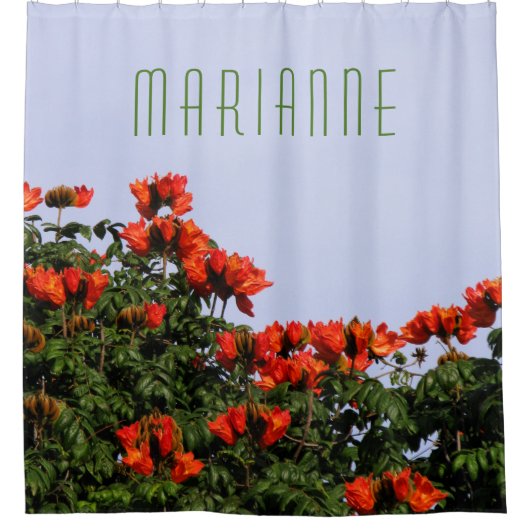 Botanische Afrikaanse Tulpboom Douchegordijn (Voorkant)