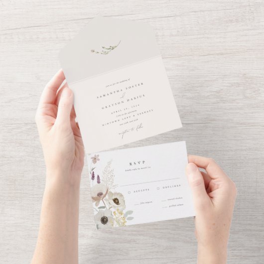 Botanische All-in-One bruiloft uitnodiging (Afscheurbaar)