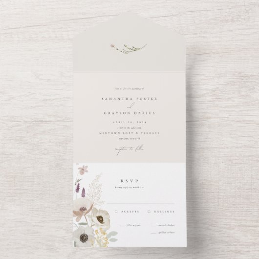 Botanische All-in-One bruiloft uitnodiging (Binnen)