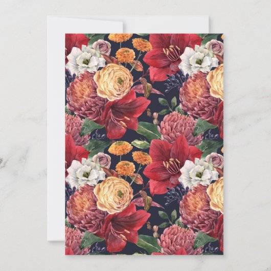 Botanische amaryllis en moeders pensioen partij kaart (Achterkant)