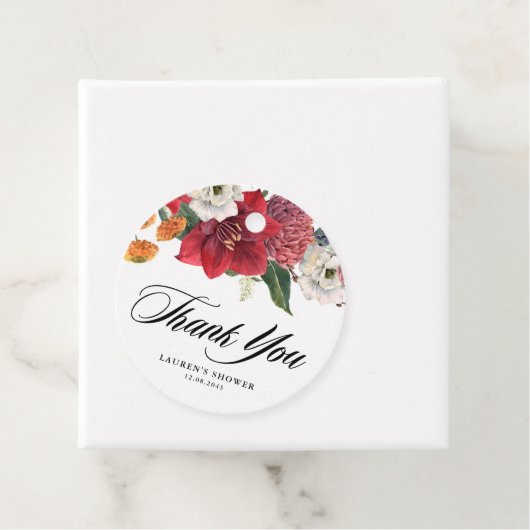 Botanische Amaryllis en Mums Baby shower Bedankt Bedankjes Labels (In situ)