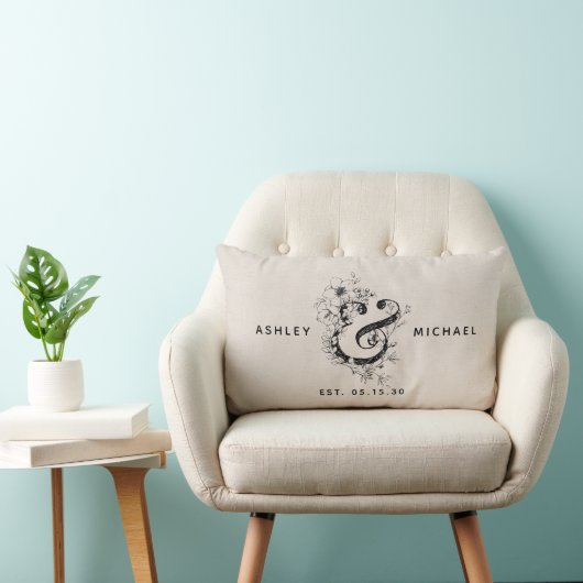 Botanische Ampersand Pas getrouwd Naam Datum Linne Kussen (Stoel)