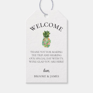 Botanische ananas strand bruiloft welkomsttas cadeaulabel