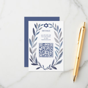 Botanische aquarel Aangepaste QR Bar Mitswa Informatiekaartje