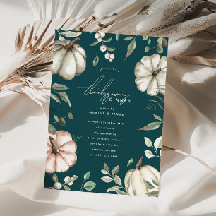 Botanische Aquarel Pompoen Thanksgiving Diner Kaart