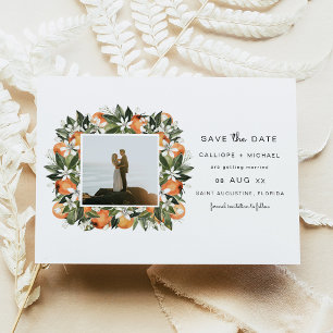 Botanische Aquarel Sinaasappels Foto Save the Date Kaart