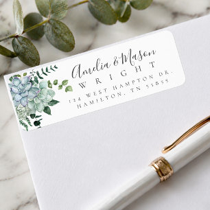Botanische Aquarel Succulent Bruiloft Adreskaart Etiket