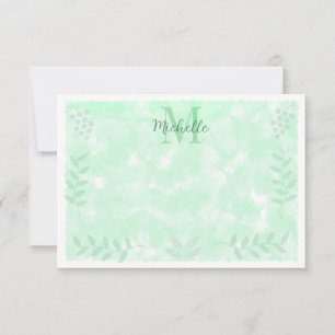 Botanische Aquarel Takken Bladeren Monogram Notitiekaartje
