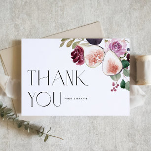 Botanische Aquarel Vijgen en Bourgondische Bloemen Bedankkaart