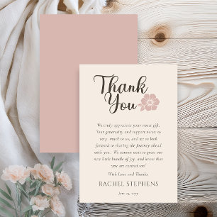 Botanische Baby Shower Dankkaart Blush Roze Bedankkaart