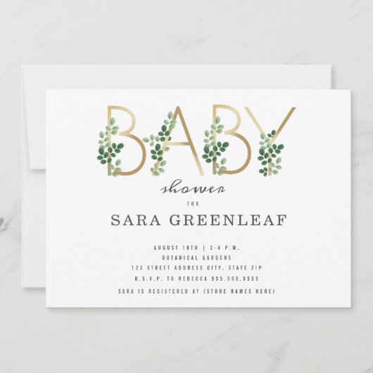 Botanische Baby shower Kaart (Voorkant)