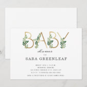 Botanische Baby shower Kaart (Voorkant / Achterkant)