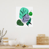 Botanische balans: bladeren en Abstracte vormen Poster (Keuken)